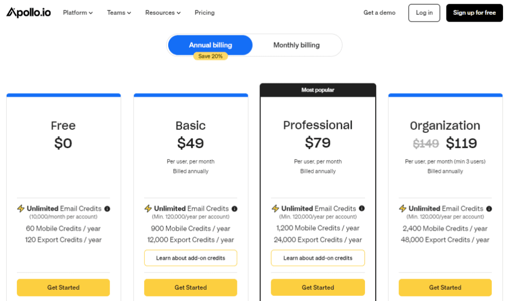 Apollo io pricing