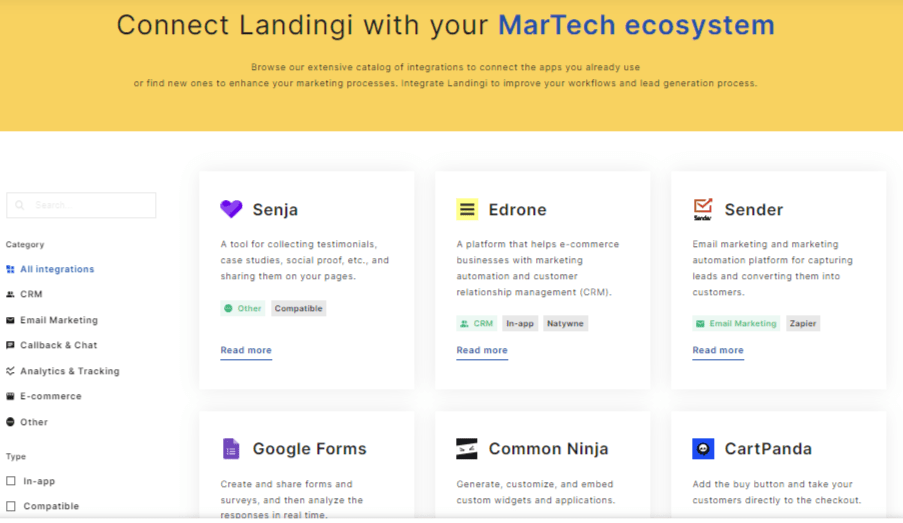 Connect Landingi with your MarTech ecosystem