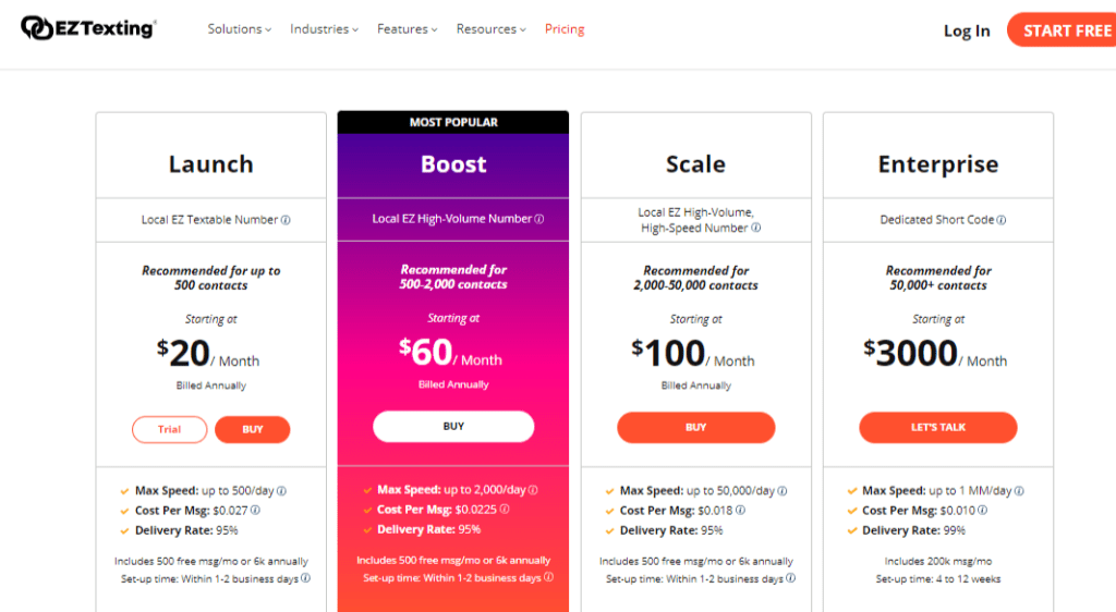 SimpleTexting vs EZ Texting: Users Pick This Tool, See Why! 7 EZ Texting pricing