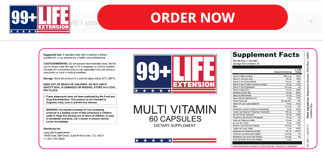 99+ life extension side effects