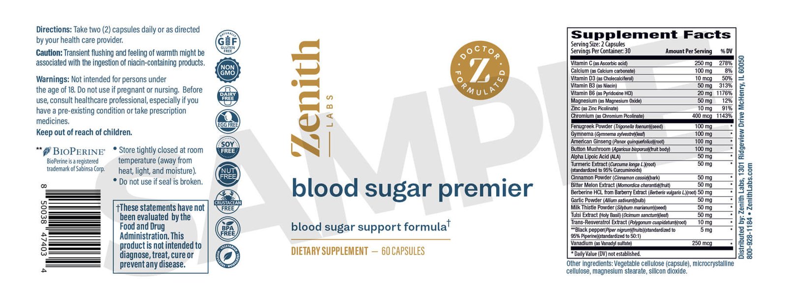 Zenith Lab Blood Sugar Premier Dosage