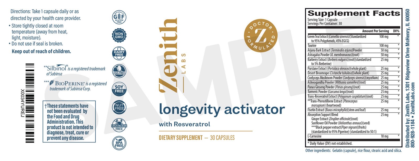 Zenith Labs Longevity Activator Dosage